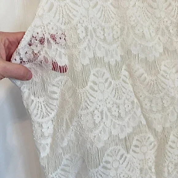 Plus XXL Women's white lace tunic / mini dress sheer, frilly, girly summer vibes - Picture 2 of 7